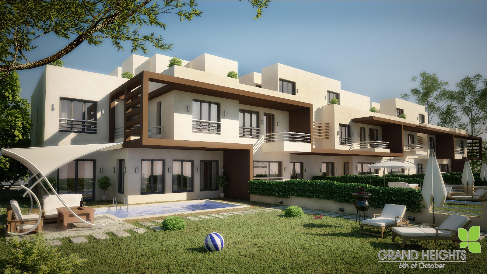 منازل مزدوجة للبيع في كمبوند جراند هايتس 330 متر