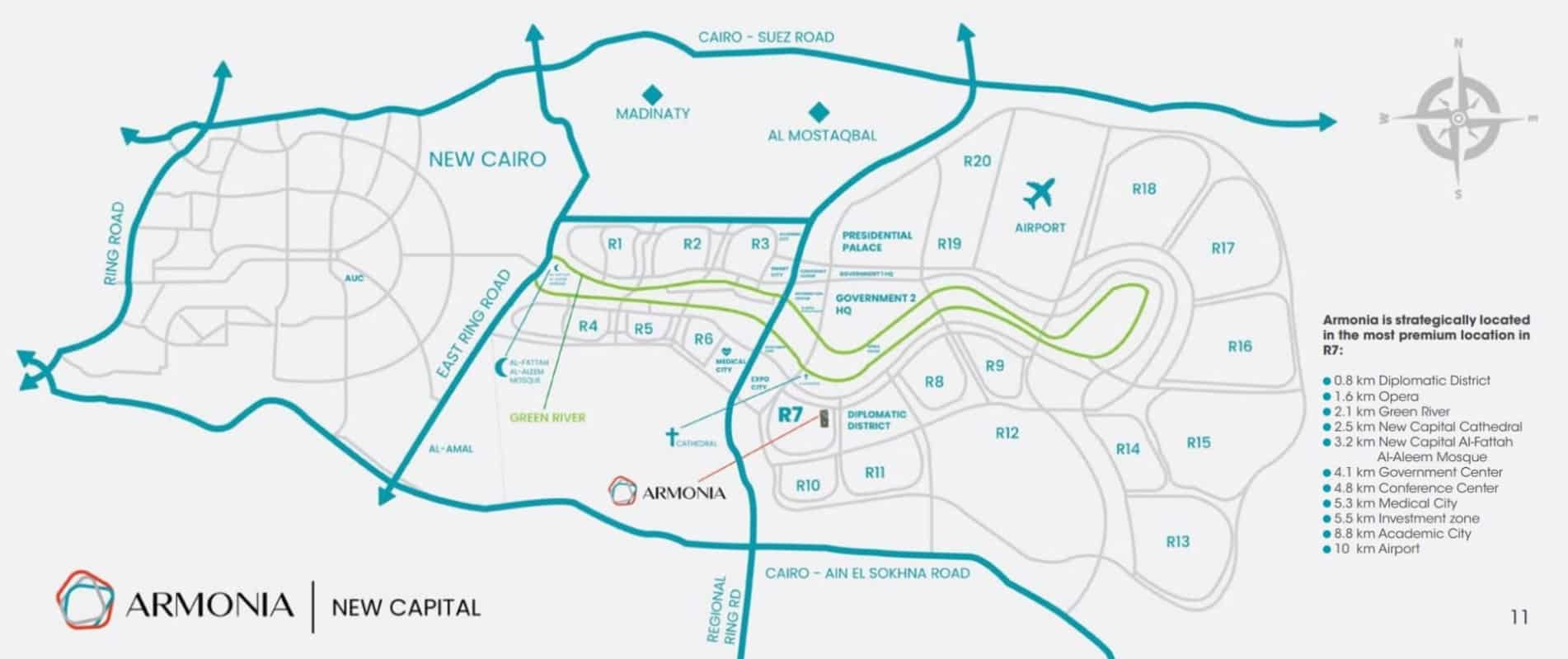 عيادة بمساحة 79 متر للبيع في مول ارمونيا وورك العاصمة الادارية
