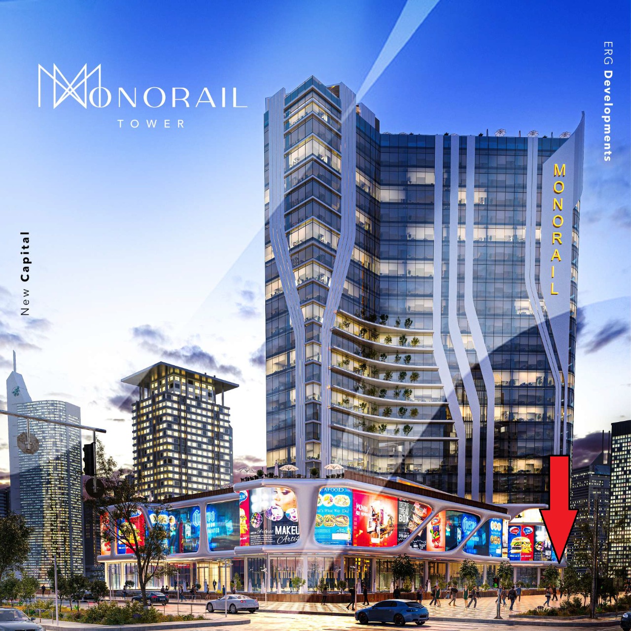 Monorail Tower New Capital Mall Emaar Rizk Group