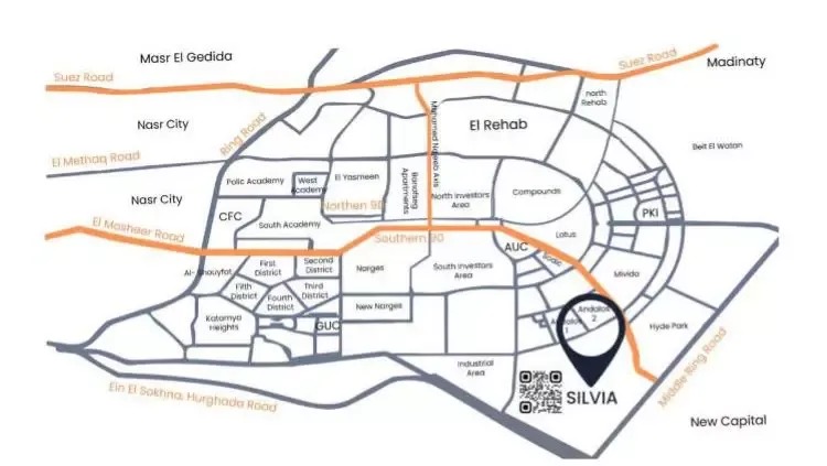 شقة للبيع في كمبوند سيلفيا التجمع الخامس بتسهيلات تصل إلي 10 سنوات