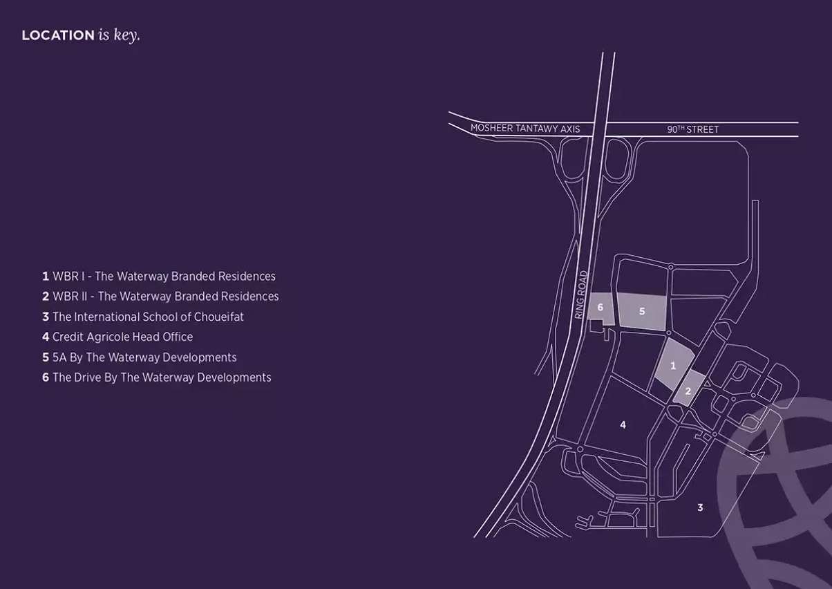 أحصل على شقة في كمبوند واتر واي برانديد ريزيدنس القاهرة الجديدة بمساحة 95 متر