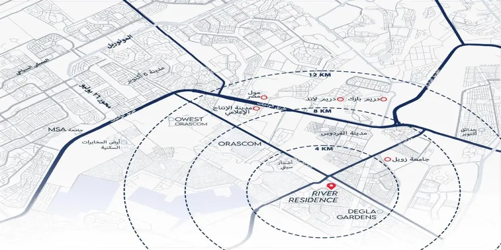 كمبوند ريفر ريزيدنس حدائق أكتوبر ويست واي للتطوير العقاري – River Residence Hadayek October Compound