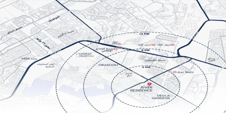 شقتك بمساحة 200 متر في ريفر ريزيدنس أكتوبر بتسهيلات في السداد